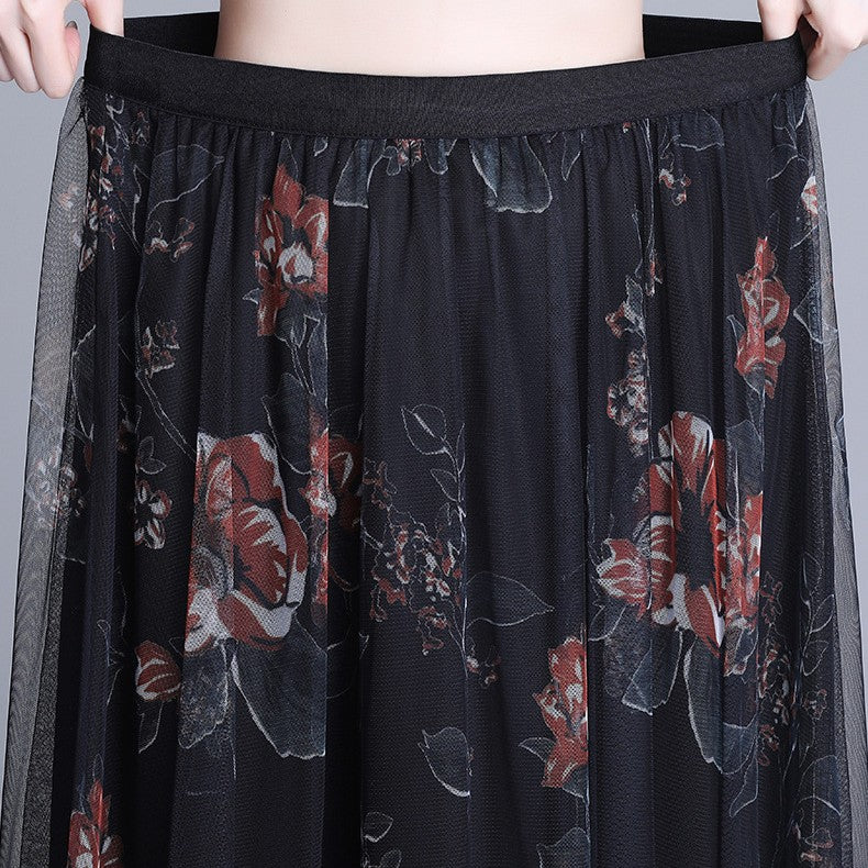 Mode Slankende Tre-lags Mesh Skirt