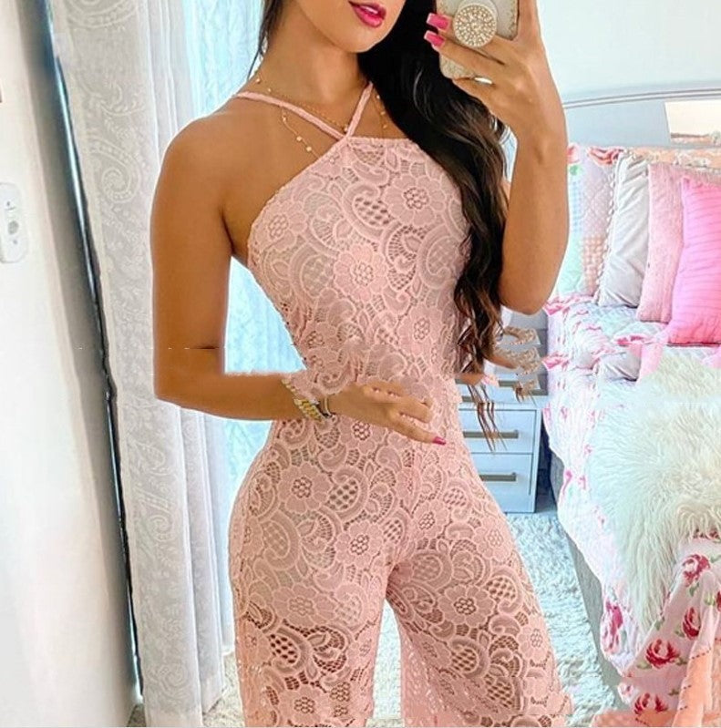 Sling Lace Split One-piece Trousers