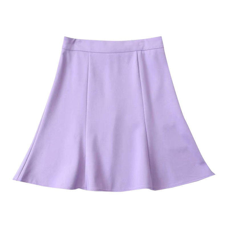 Women's Large Swing All-match Solid Color High Waist Skirt