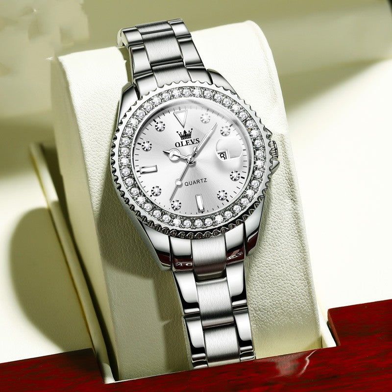Diamant Quartz Dameur i Rustfrit Stål