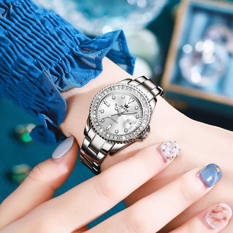 Diamant Quartz Dameur i Rustfrit Stål