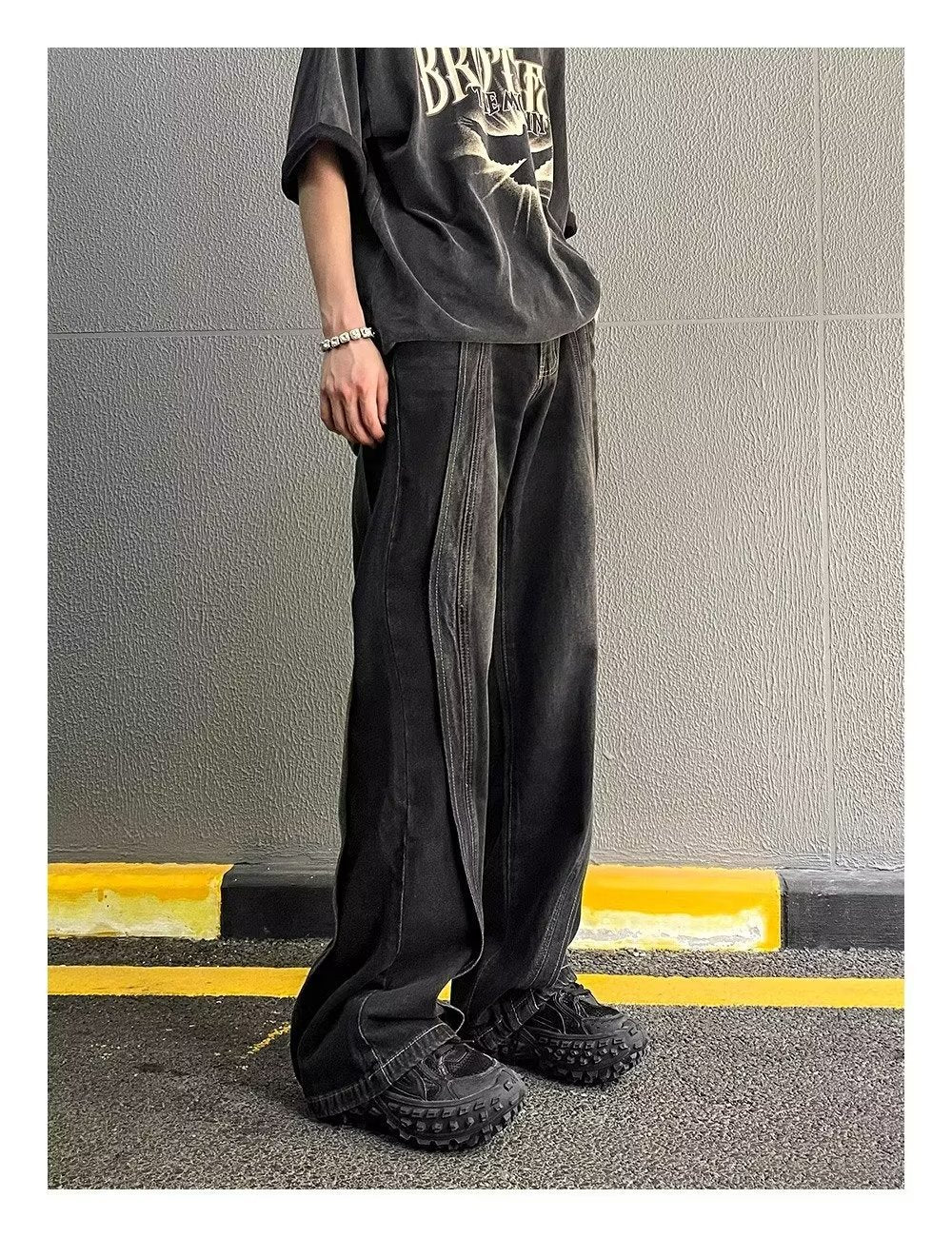 American Retro Patchwork Loose Jeans