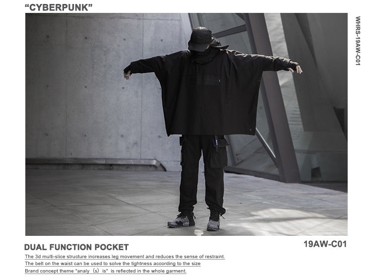 Cyberpunk Functional Cloak Dark Ninja Shawl Outdoor Rain And Snow Trench Coat