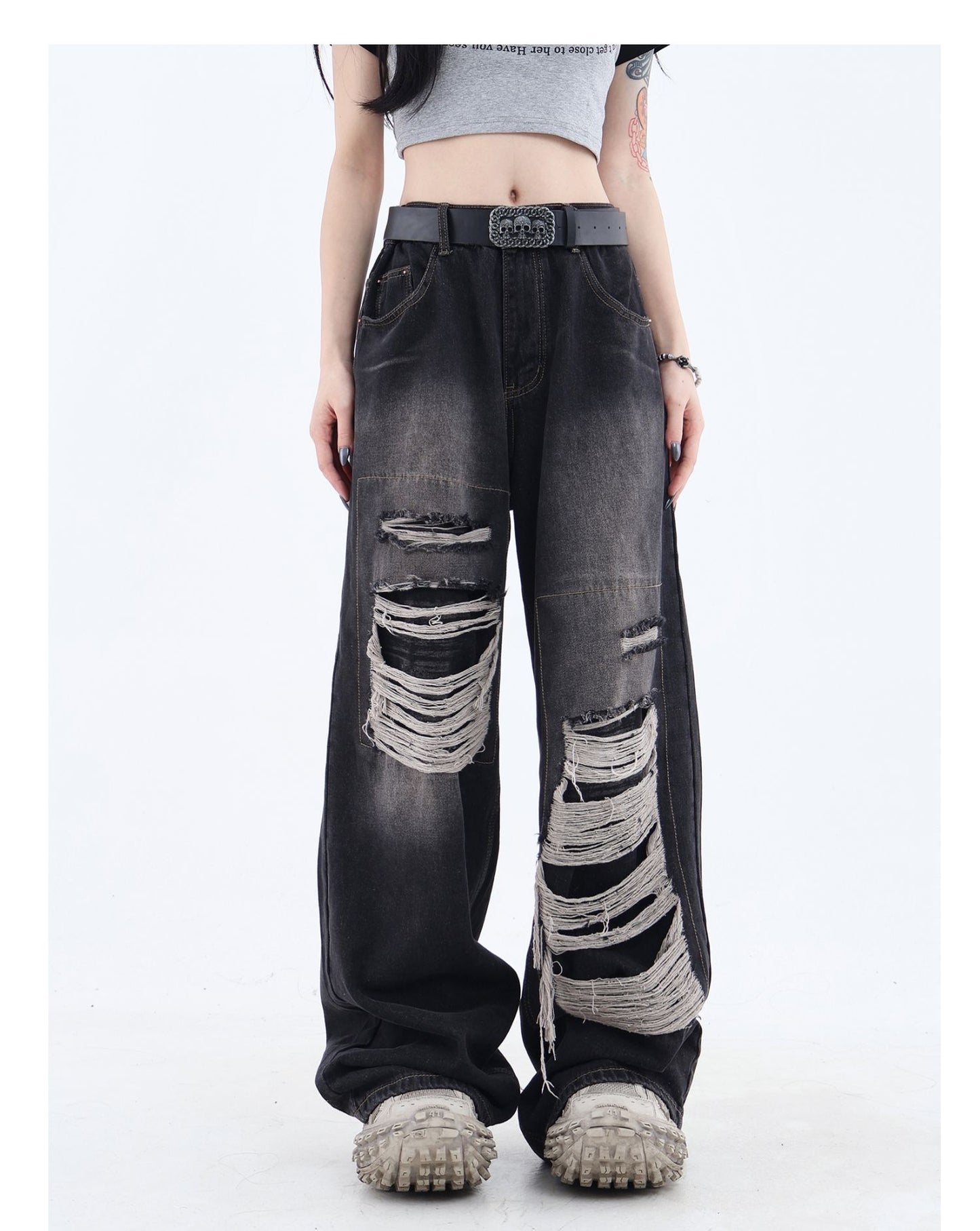 Dame American High Street Niche Design Ripped Jeans