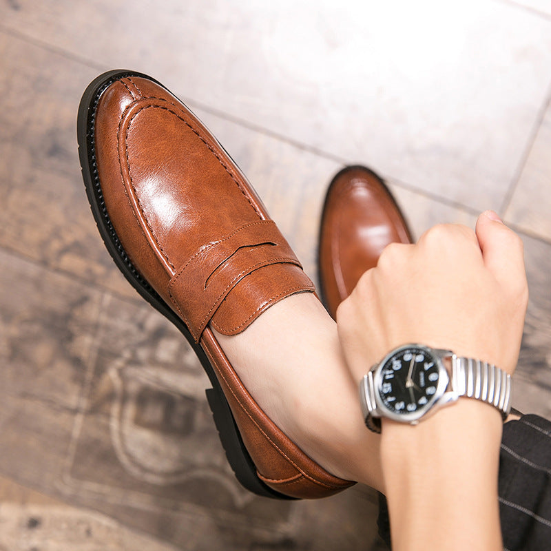 Afslappede retro slip-on herresko med rund snude i britisk stil