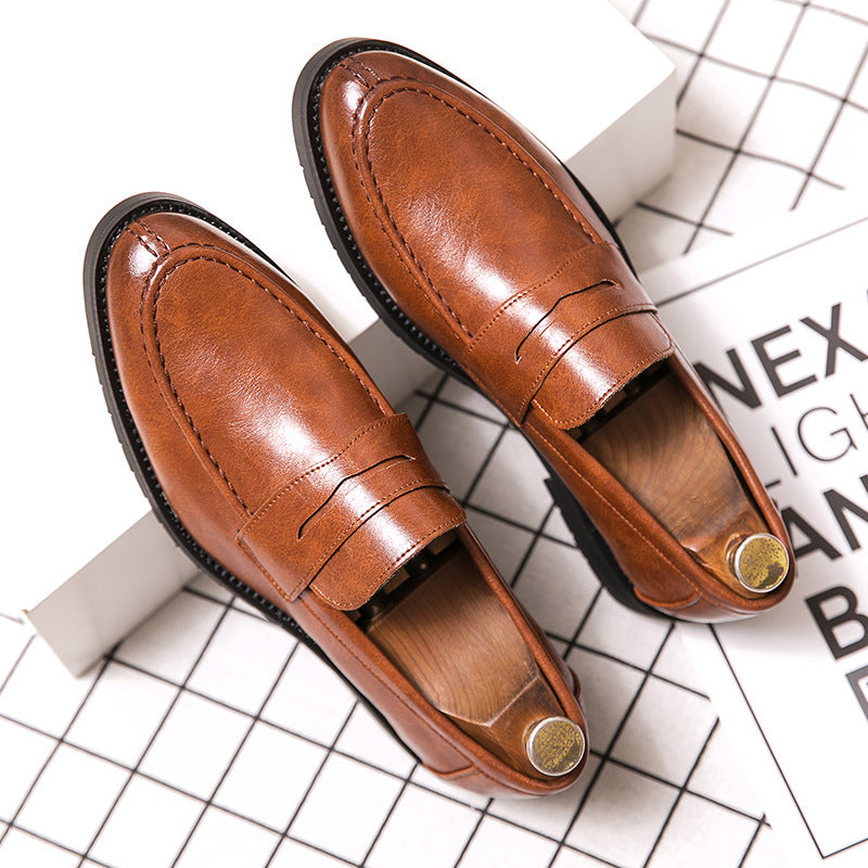 Afslappede retro slip-on herresko med rund snude i britisk stil