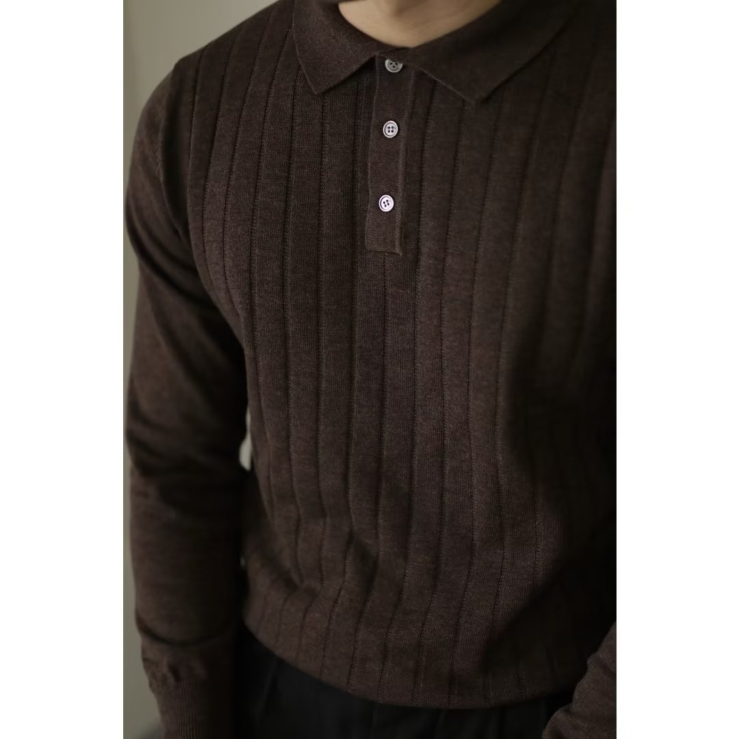 Lapel Long Sleeve Polo Shirt Casual Sweater
