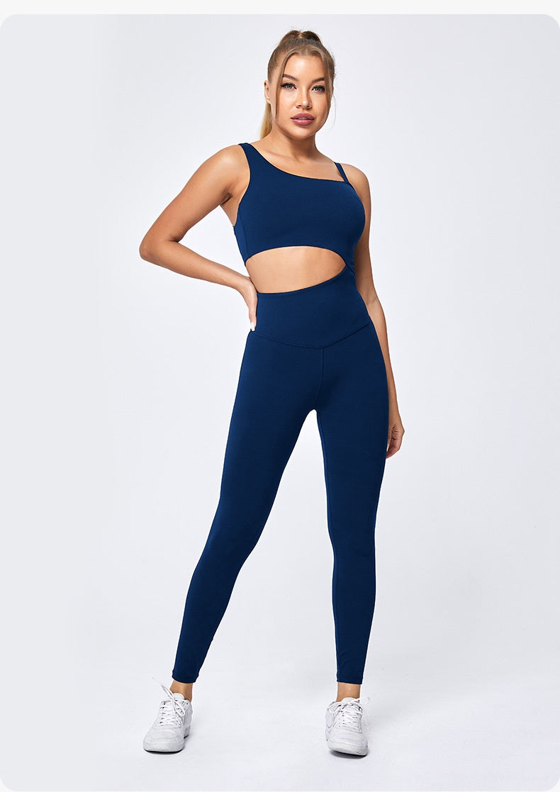 Free Shoulder Strap Slim Fit Hip Raise Fitness Nude Feel Sports Yoga Jumpsuit Women