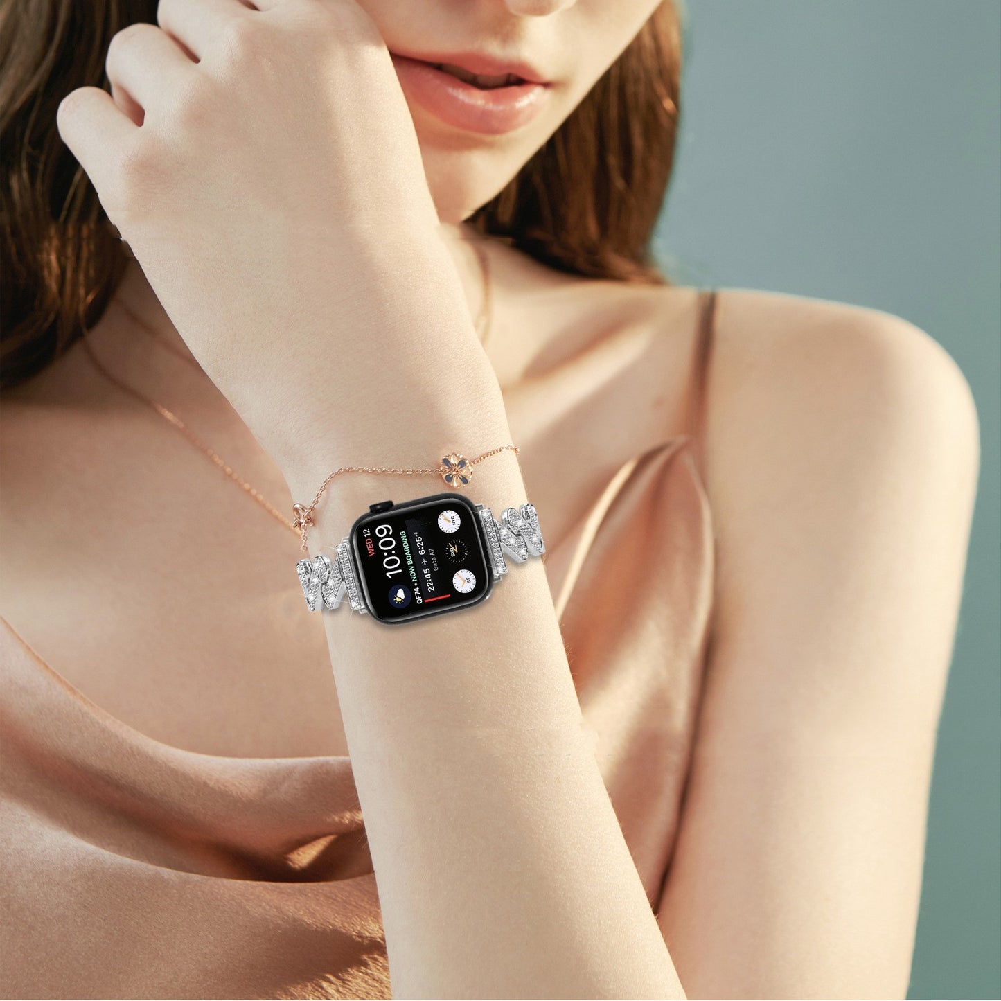 Diamond-embedded Smart Watch Band 7-word