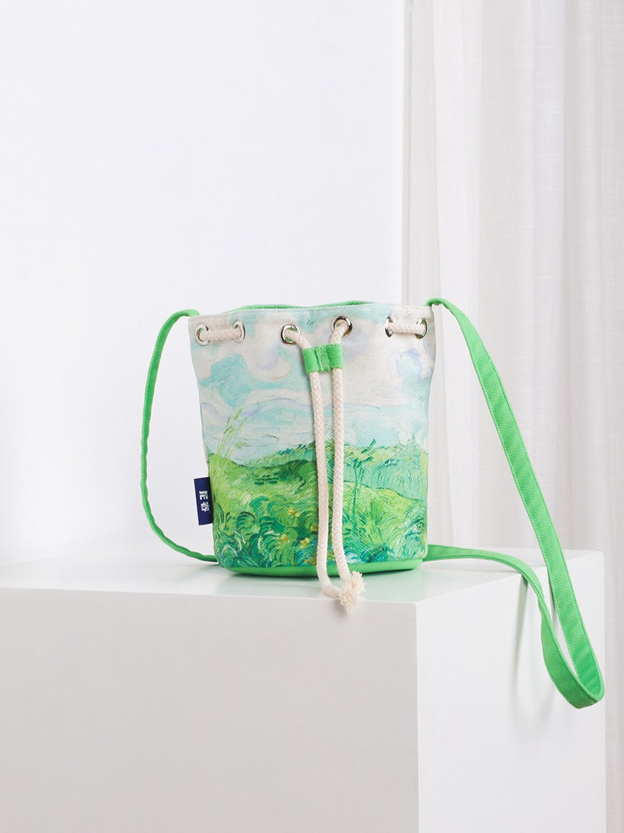 Wheat Field Oil Painting Vintage Art Bucket Bag Crossbody Canvas Bag