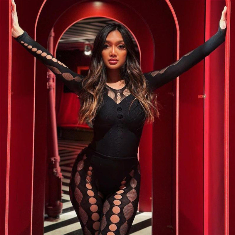 Lace Crochet High Waist Hip Pants Suit