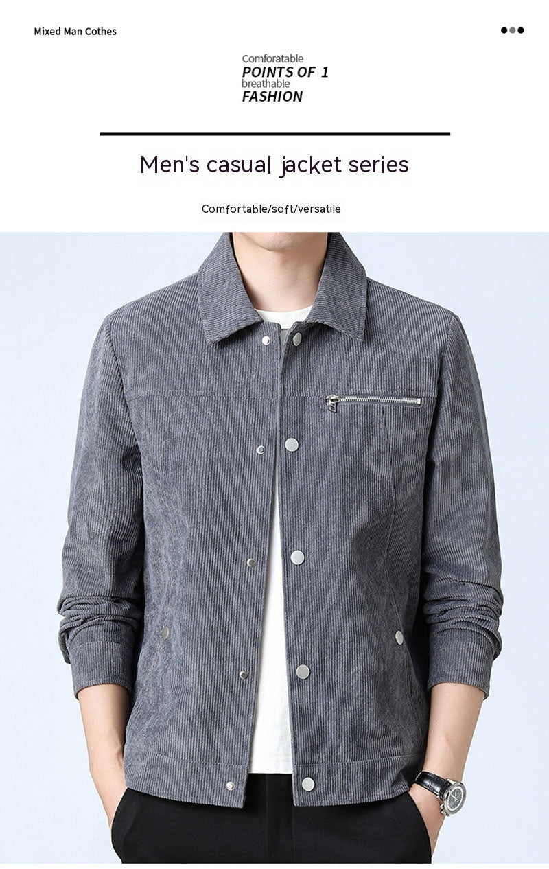 Men's Clothing Autumn Trendy Youth Fashion Casual All-match Single-breasted Polo Collar Jacket