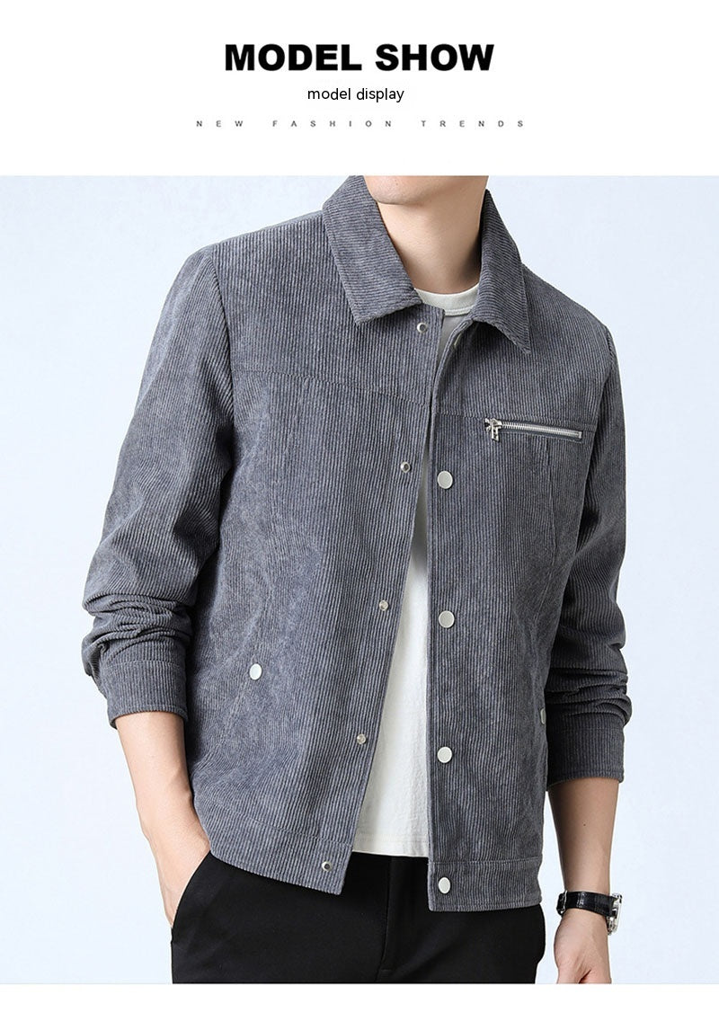 Men's Clothing Autumn Trendy Youth Fashion Casual All-match Single-breasted Polo Collar Jacket