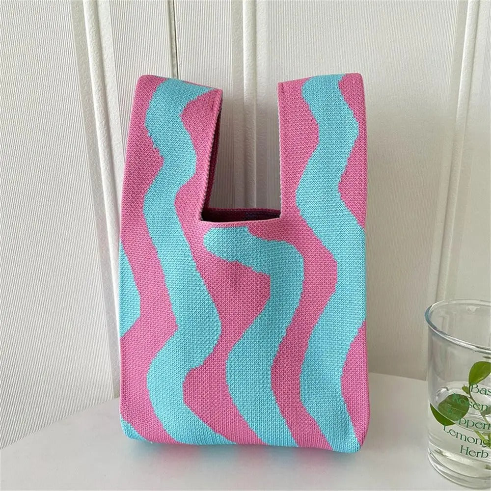 Girl's Multi-color Knitted Shoulder Bag