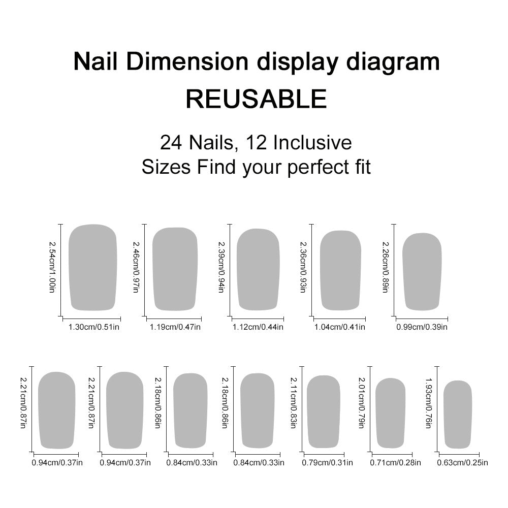 Medium Rectangular Heart Shape With Diamond French Edge Nail Patch