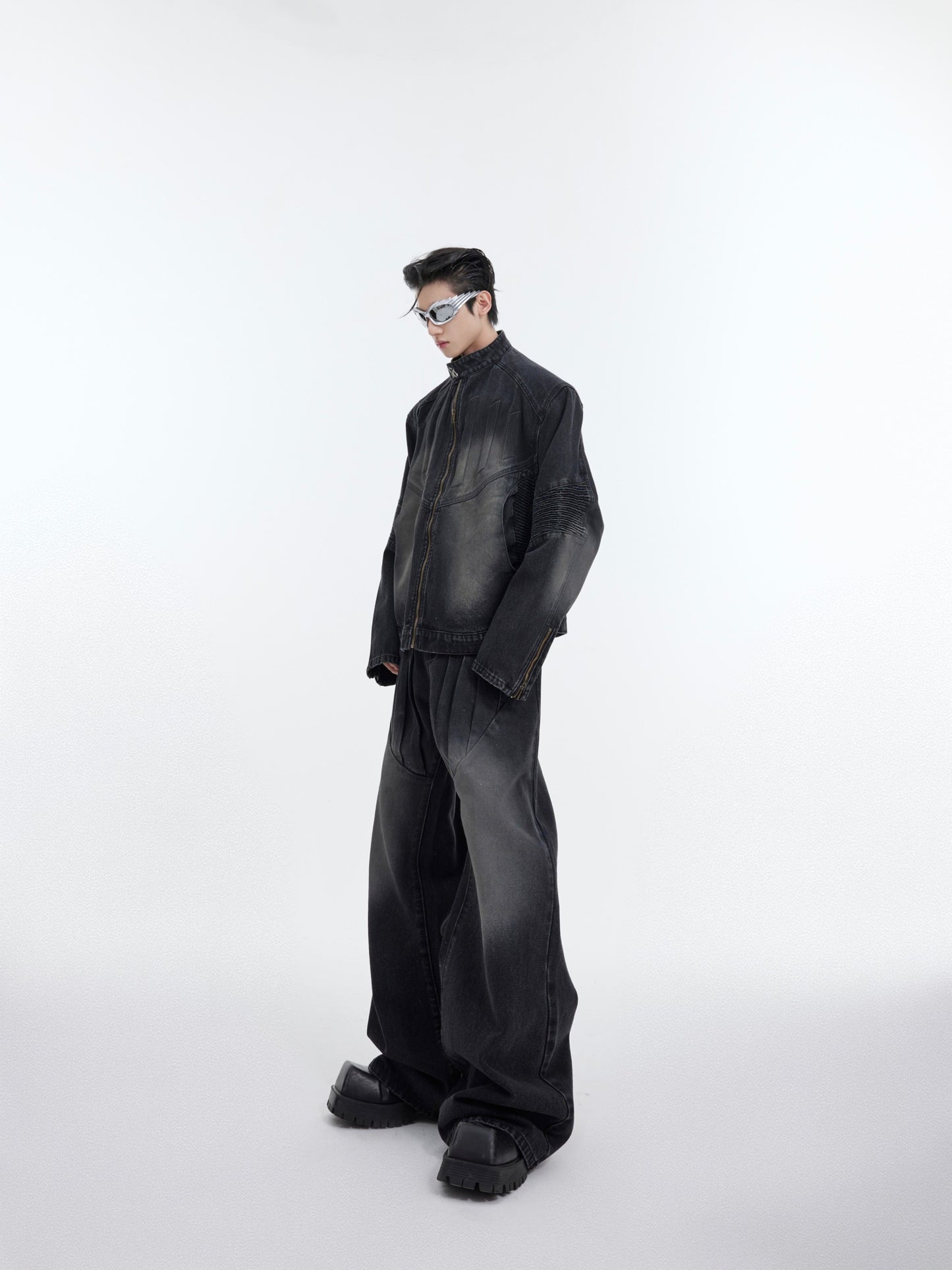 Heavy Retro Distressed Deconstruction Denim Suit