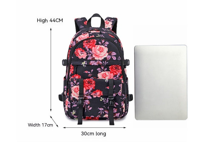 Women's Fashion Thermal Transfer Flower Multi-functional Backpack