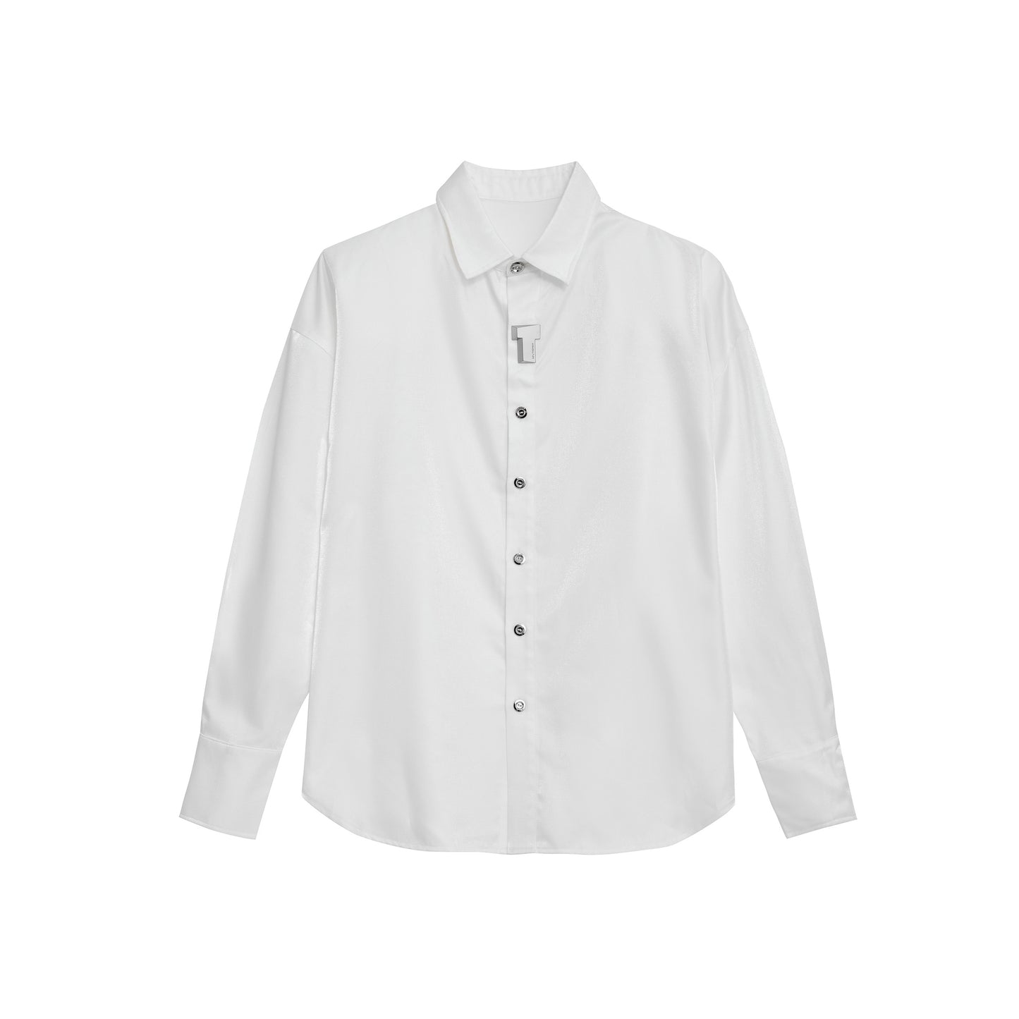Padded Shoulder White Shirt Metal Embellished Loose High-grade Cardigan Jacket