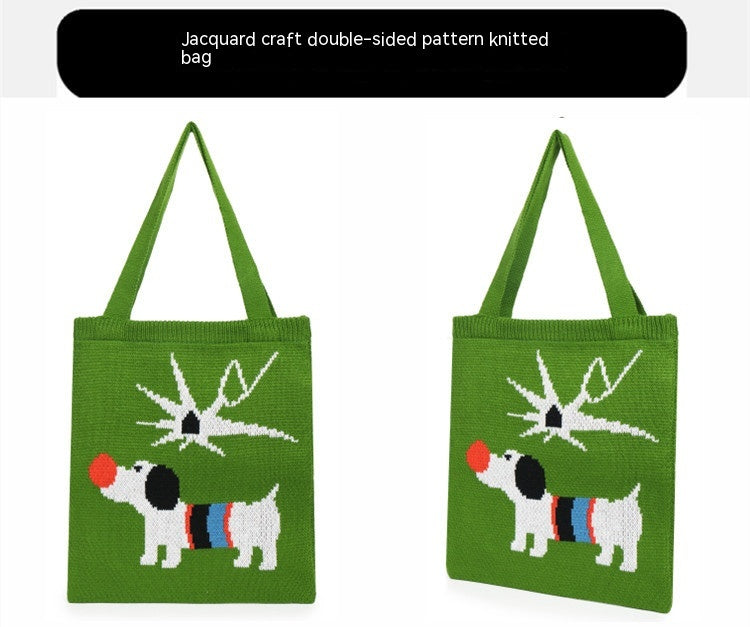 Puppy Knitted Bags Cute Large Crossbody Shoulder Bag