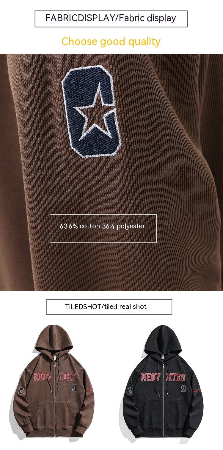 American-style Heavy Zipper Cardigan Hooded Bathroom