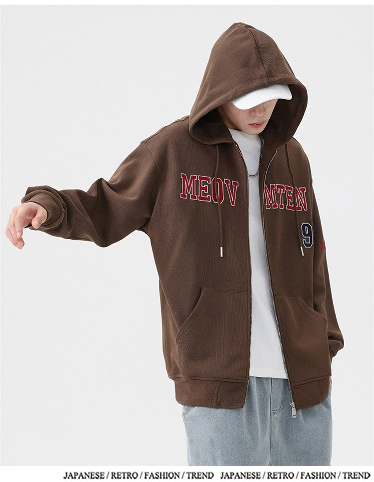 American-style Heavy Zipper Cardigan Hooded Bathroom