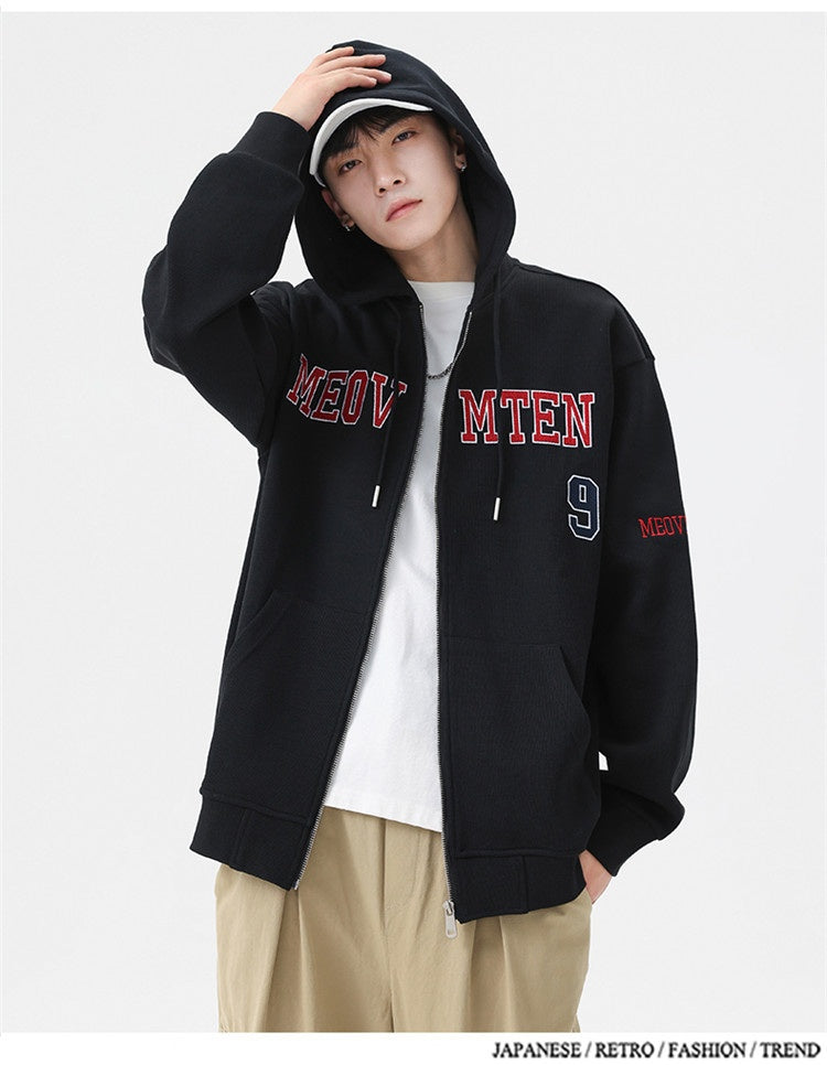American-style Heavy Zipper Cardigan Hooded Bathroom