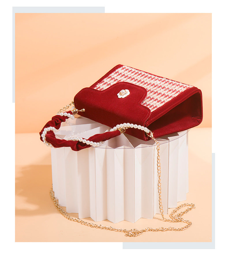 Women's Wedding Bag Bridal Bag High-grade Women's Elegant Red Niche Red Small Bag Portable