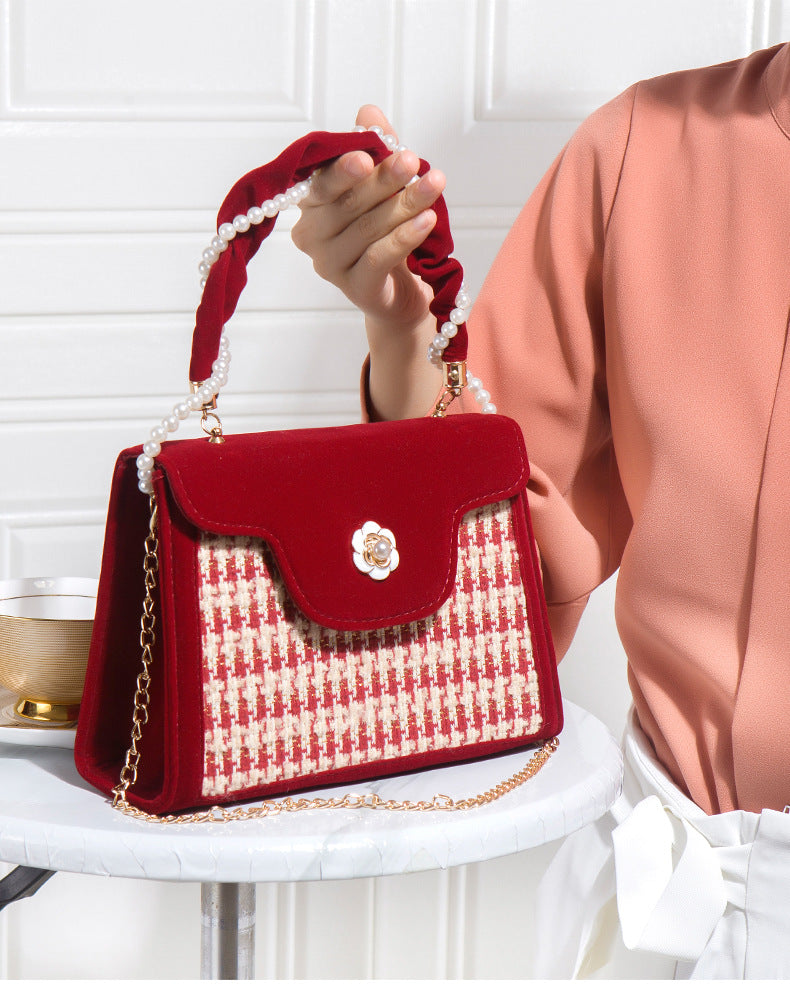Women's Wedding Bag Bridal Bag High-grade Women's Elegant Red Niche Red Small Bag Portable