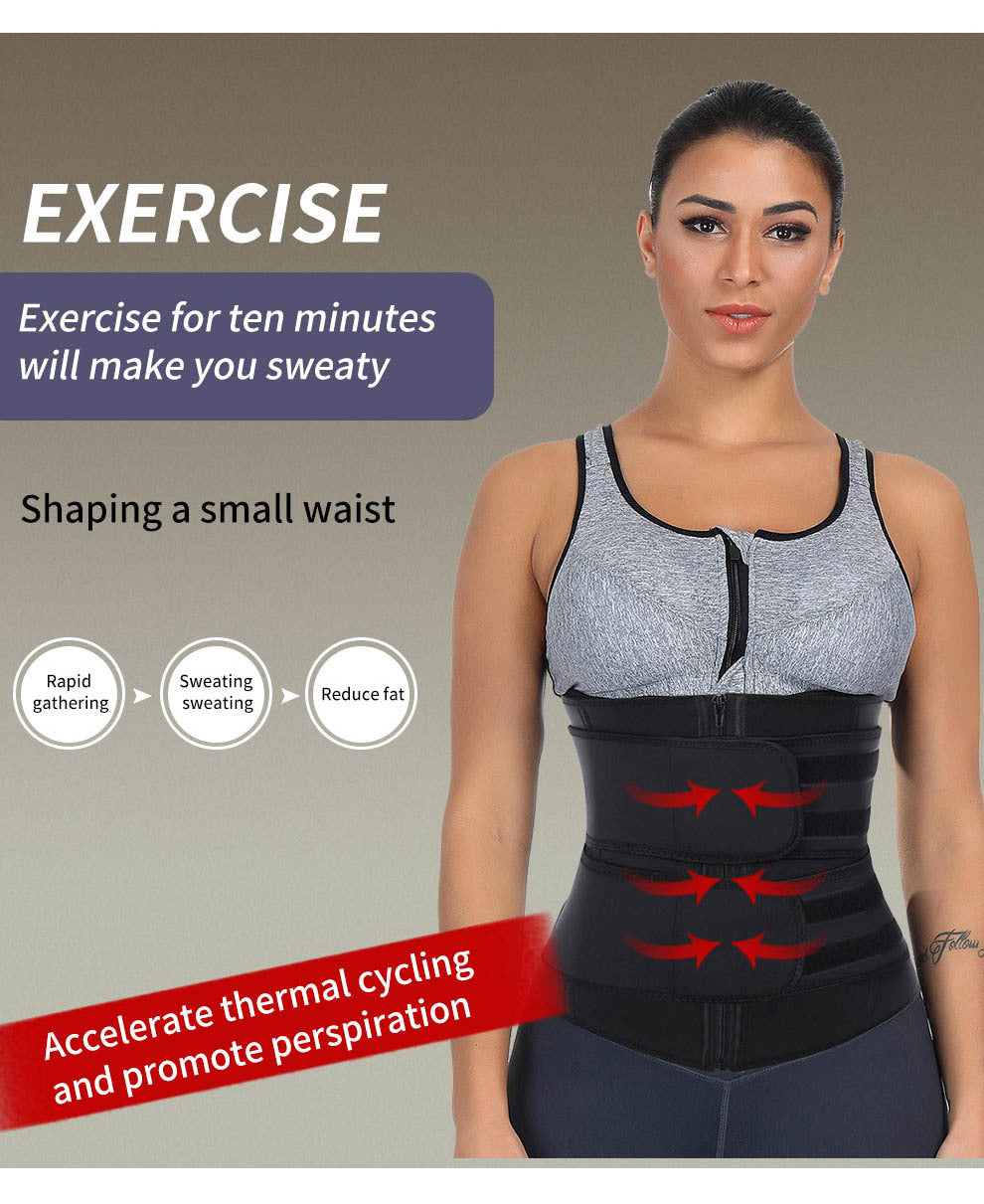 Cross-border Women's Zipper Belly Band Neoprene Body Shaper New Violently Sweat Belt Bodybuilding Sports Waistband