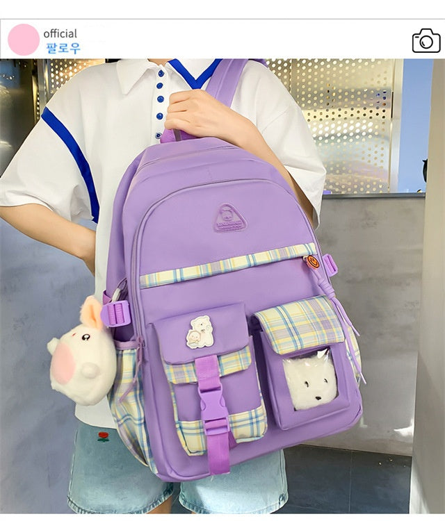 Cute Preppy Style Backpack Five-piece Set
