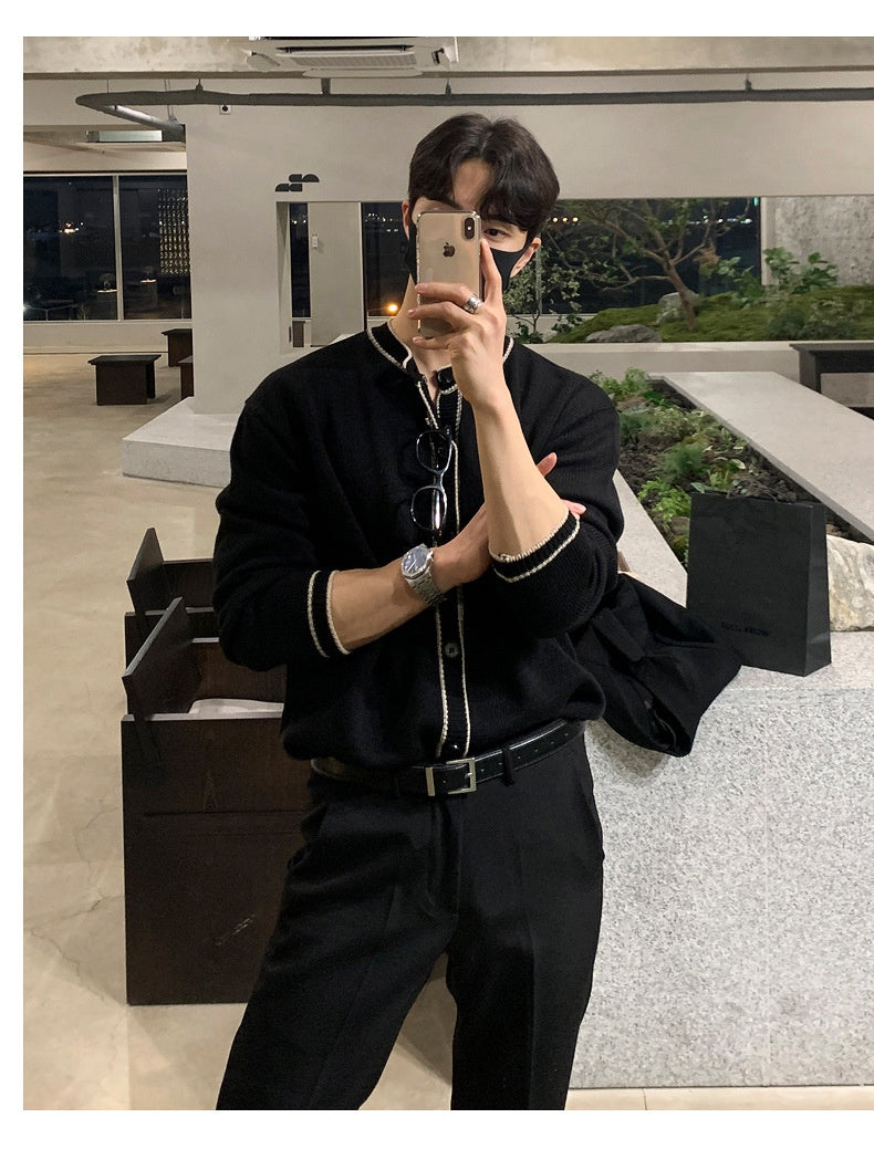 Men's Spring And Autumn Loose American Retro High Street Casual Sweater Coat
