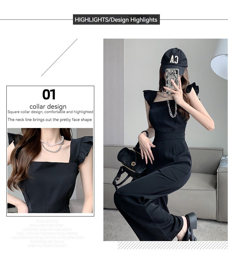 Mushroom Edge Temperament Sleeveless Jumpsuit With A Drooping Feeling And Wide Leg Pants