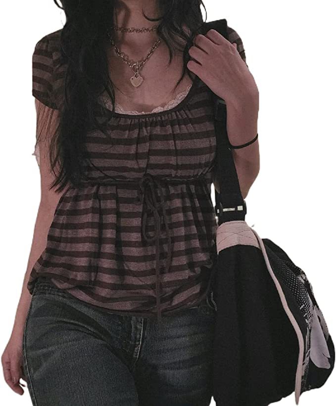 Women's Striped Casual Y2g Women's Top T-shirt