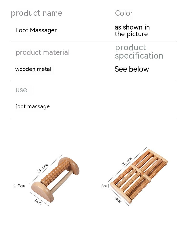 Wooden Six-row Large Roller Foot Acupuncture Massager