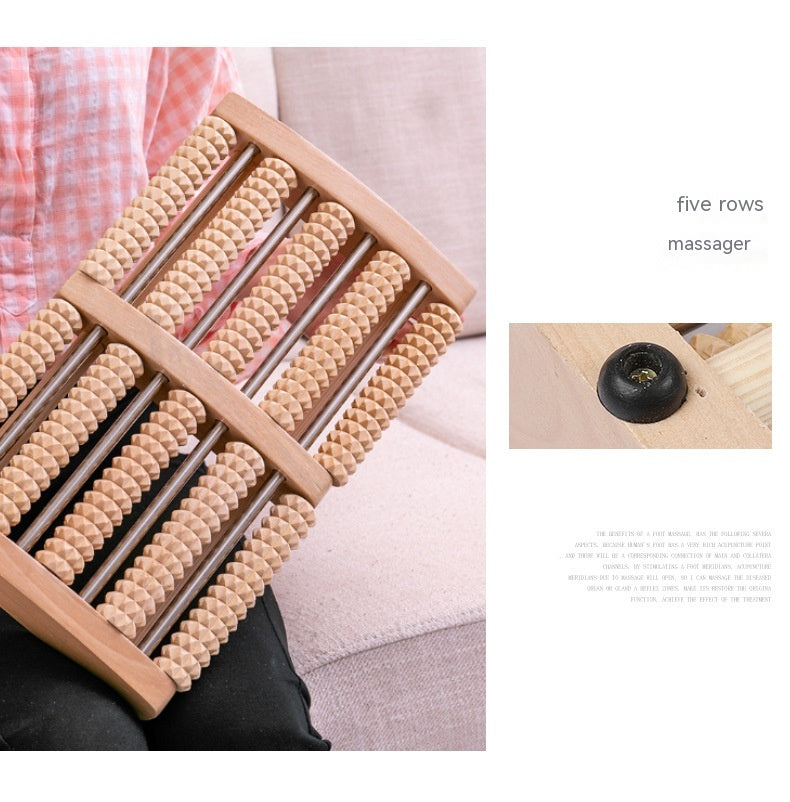 Wooden Six-row Large Roller Foot Acupuncture Massager