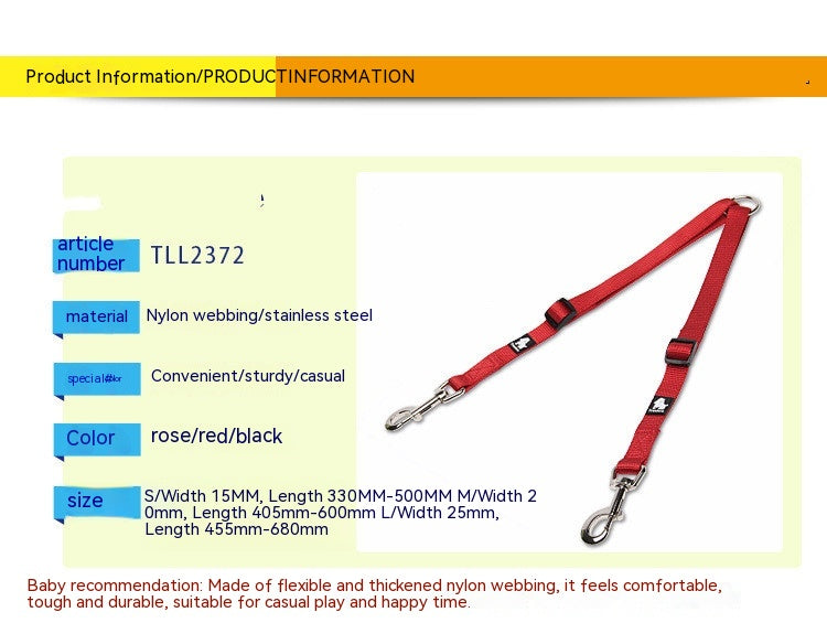 Pet Dog Double Head Two Traction Rope
