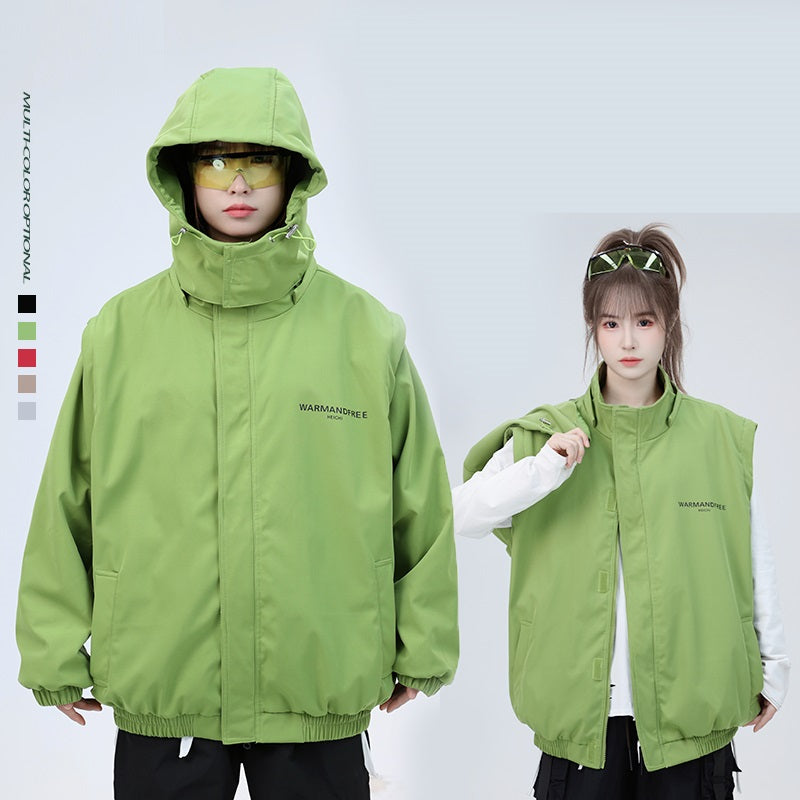 Spring New Detachable Sleeve Hooded Jacket Coat For Men