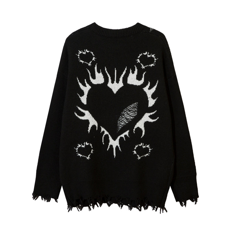 Heart Round Neck Sweater For Men