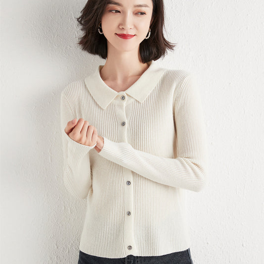 Polo krave Slim Fit Slankende Langærmet Top med Knapper Cardigan