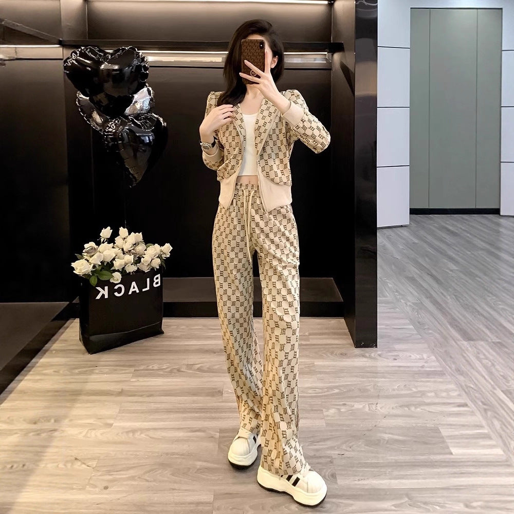 New Stylish, Youth-boosting Hoodie And Wide-leg Pants Two-piece Set