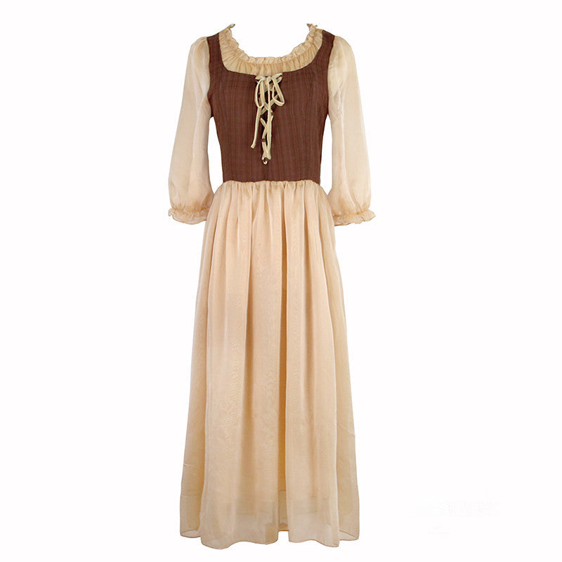 Lace Up Drawstring Fake Two-piece Dress For Women