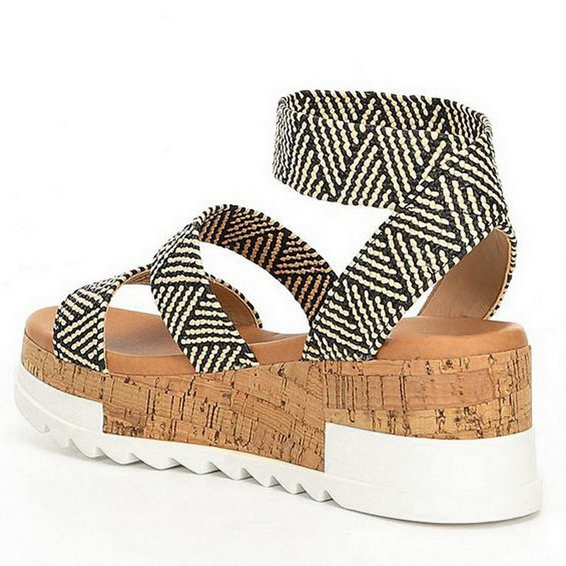 Women's thick-soled hemp rope straw sandals