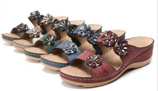 Flat round head wedge casual women's sandals