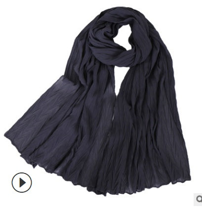 Fashion leaf crumpled solid color female headscarf