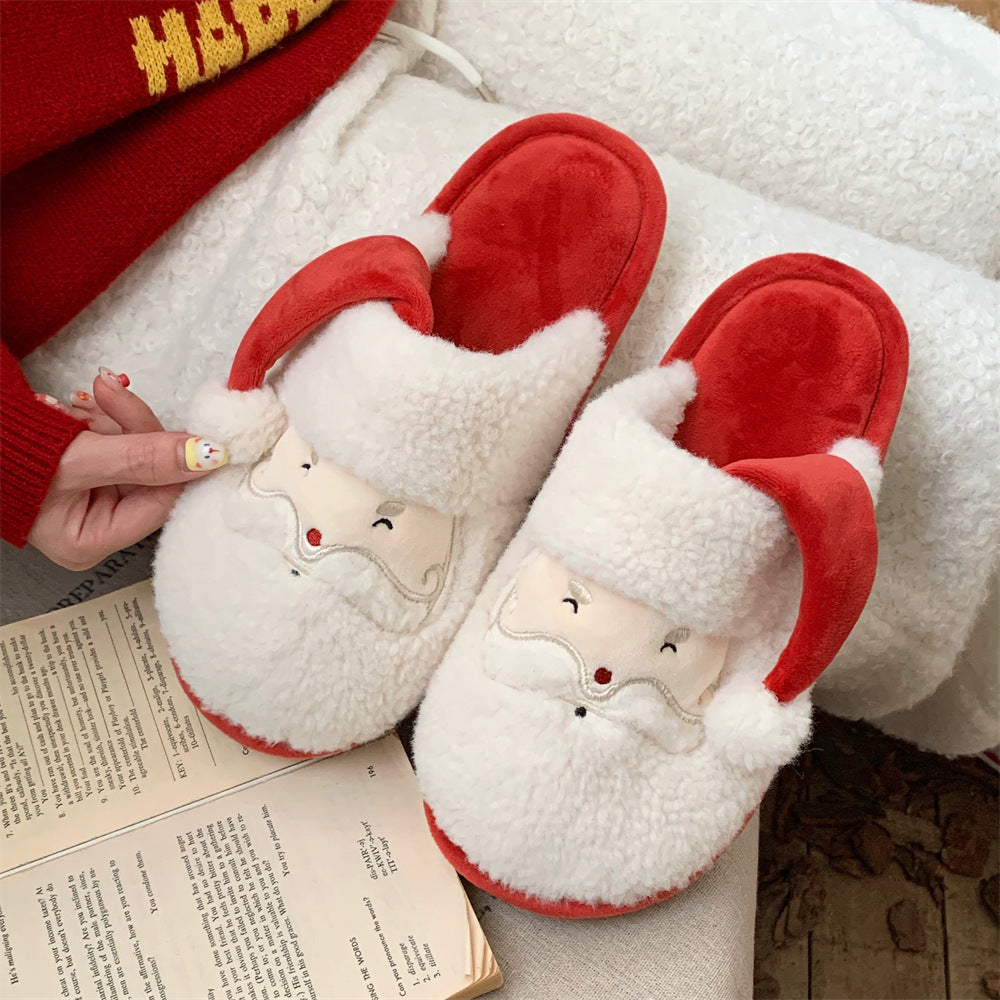 Male And Female Cute Santa Ins Leisure Warm Plush Confinement Shoes