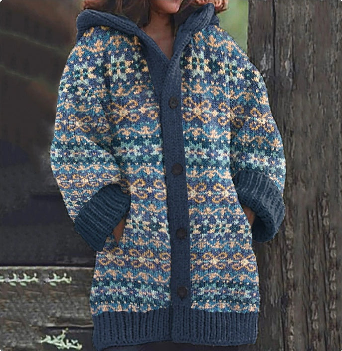 Retro Coat Lazy Hooded Knitted
