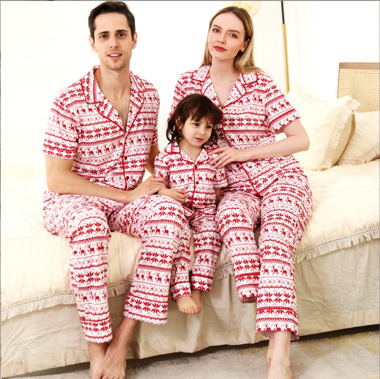 Printed Round Neck Color Matching Parent-child Suit