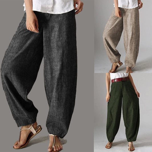 Women's Solid Color High Waist Wide Leg Pants Women's Casual Trousers