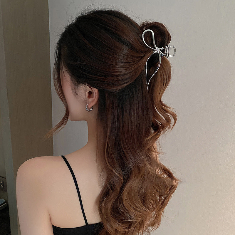 Simple Silver Clip Headdress Upscale Back Of The Head