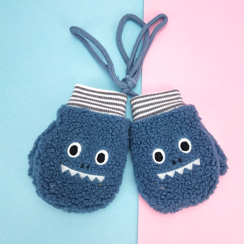 Cartoon cashmere children's neck hanging gloves